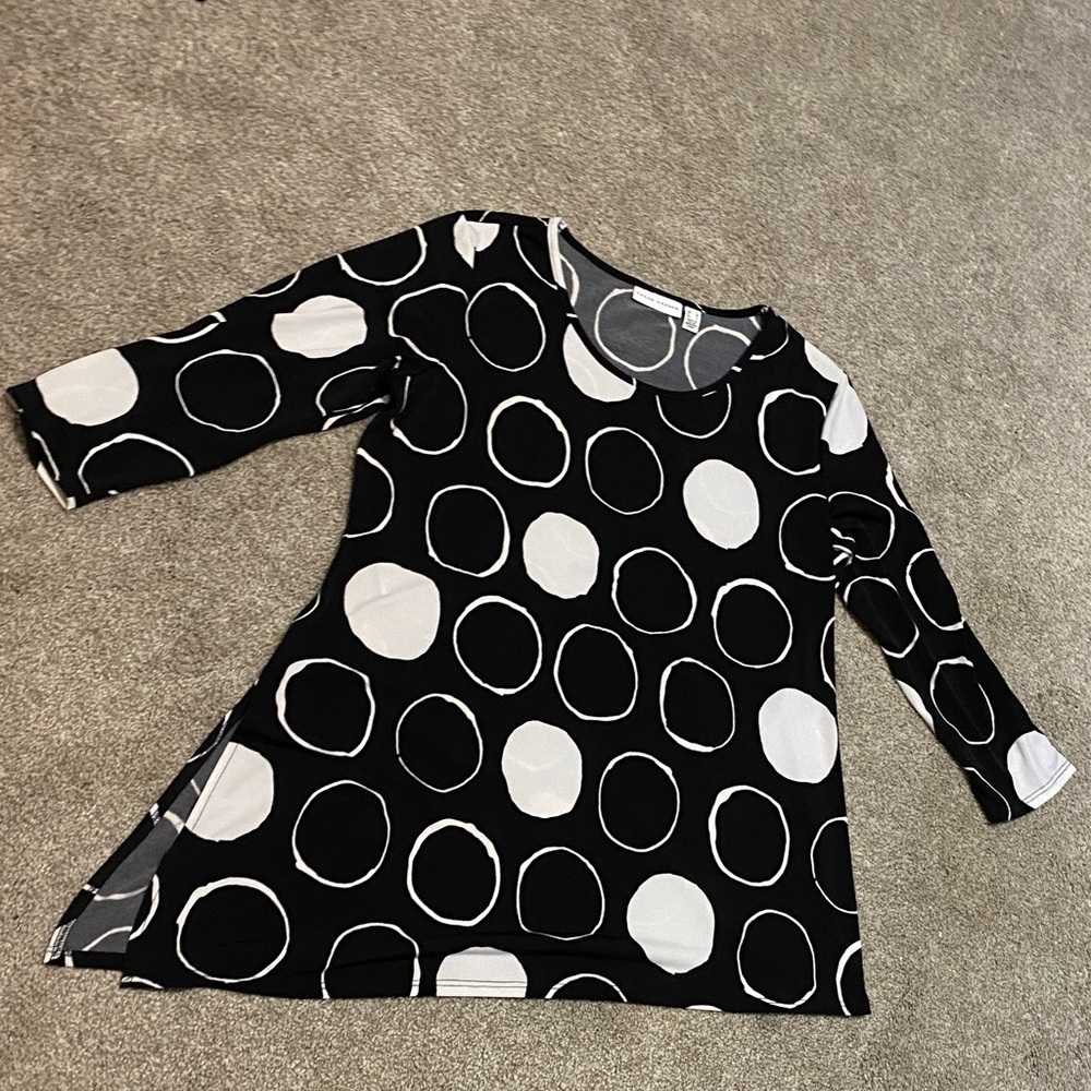 Susan Graver Black and White Polka Dot Top